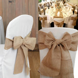 100pcs High Quality Handmade Hessian Jute Burlap Chair Bow Chair Sash For Birthday Party Bridal Baby Shower Rustic Wedding Decor