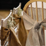 100pcs High Quality Handmade Hessian Jute Burlap Chair Bow Chair Sash For Birthday Party Bridal Baby Shower Rustic Wedding Decor