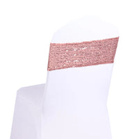 100pcs Shining Gold Silver Spandex Sequin Glitter Chair Sash Elastic Chair Bands Bow Ties Wedding Party Banquet Supply