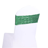 100pcs Shining Gold Silver Spandex Sequin Glitter Chair Sash Elastic Chair Bands Bow Ties Wedding Party Banquet Supply