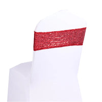 100pcs Shining Gold Silver Spandex Sequin Glitter Chair Sash Elastic Chair Bands Bow Ties Wedding Party Banquet Supply