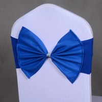 100pcs Stretch Chair Sashes For Wedding Spandex Chair Sashes Bow For Wedding Party Banquet Hotel Event Decoration Royal Blue