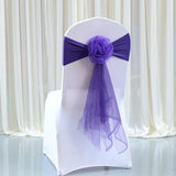 100pcs/lot White Chair Bow Tie Organza Band Chair Spandex Stretch Cover Sashes For Hotel Banquet Wedding Party Decoration