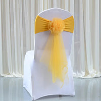 100pcs/lot White Chair Bow Tie Organza Band Chair Spandex Stretch Cover Sashes For Hotel Banquet Wedding Party Decoration