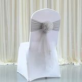 100pcs/lot White Chair Bow Tie Organza Band Chair Spandex Stretch Cover Sashes For Hotel Banquet Wedding Party Decoration