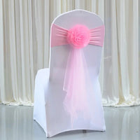 100pcs/lot White Chair Bow Tie Organza Band Chair Spandex Stretch Cover Sashes For Hotel Banquet Wedding Party Decoration