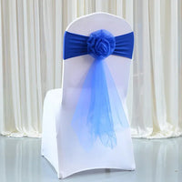 100pcs/lot White Chair Bow Tie Organza Band Chair Spandex Stretch Cover Sashes For Hotel Banquet Wedding Party Decoration