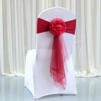 100pcs/lot White Chair Bow Tie Organza Band Chair Spandex Stretch Cover Sashes For Hotel Banquet Wedding Party Decoration