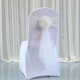 100pcs/lot White Chair Bow Tie Organza Band Chair Spandex Stretch Cover Sashes For Hotel Banquet Wedding Party Decoration