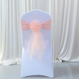 100pcs/lot White Chair Bow Tie Organza Band Chair Spandex Stretch Cover Sashes For Hotel Banquet Wedding Party Decoration