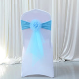 100pcs/lot White Chair Bow Tie Organza Band Chair Spandex Stretch Cover Sashes For Hotel Banquet Wedding Party Decoration