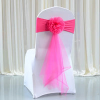 100pcs/lot White Chair Bow Tie Organza Band Chair Spandex Stretch Cover Sashes For Hotel Banquet Wedding Party Decoration