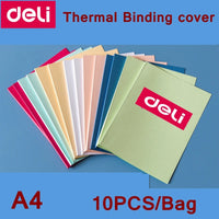 10PCS/LOT Deli 10mm (71-85pageS) A4 colored thermal binding cover Glue binding cover thermal book covers hot punch binding cover