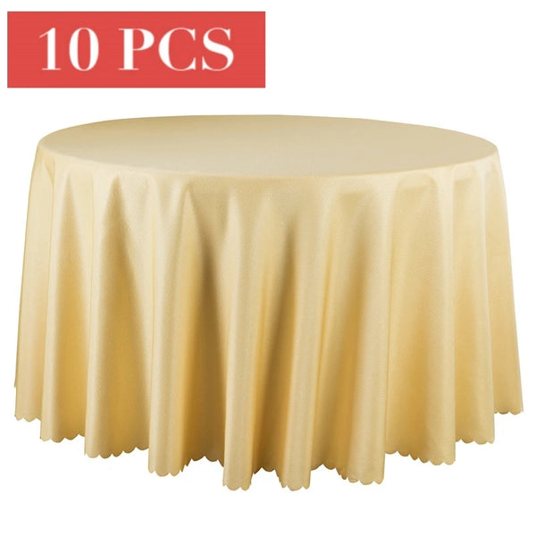 10PCS Polyester Jacquard Solid Table Linen Square Red White Gold Table Cloths Hotel Banquet Wedding Table Cover Round Tablecloth