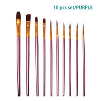 10Pcs SetChildren Artistas Pintura Escova Nylon Arte Do Cabelo Multifunções Cabo Curto para Crianças Iniciantes Disponível 4 Cores