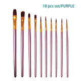 10Pcs SetChildren Artistas Pintura Escova Nylon Arte Do Cabelo Multifunções Cabo Curto para Crianças Iniciantes Disponível 4 Cores