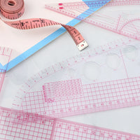 11Pcs Multifunctional French Curve Ruler Soft Plastic Patchwork Ruler Measure Dressmaking Drawing Template Craft Sewing Tools