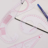 11Pcs Multifunctional French Curve Ruler Soft Plastic Patchwork Ruler Measure Dressmaking Drawing Template Craft Sewing Tools