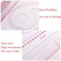 11Pcs Multifunctional French Curve Ruler Soft Plastic Patchwork Ruler Measure Dressmaking Drawing Template Craft Sewing Tools