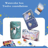 AOOKMIYA AOOKMIYA  12 Constellations Empty Watercolor Tin Painting Storage Iron Color Mixing Paint Palette With Lid For Painting Art Supplies