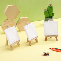 AOOKMIYA 12 Sets Mini Easels with Canvas Boards Small Easel Stands with Canvas Panels for Kids Students Adults Painting