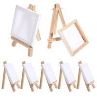 AOOKMIYA 12 Sets Mini Easels with Canvas Boards Small Easel Stands with Canvas Panels for Kids Students Adults Painting