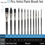 12 pçs pincéis de pintura conjunto profissional pincéis de pintura a óleo para aquarelas tinta acrílica gouache óleo têmpera pintura em miniatura