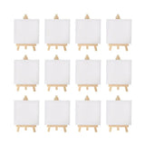 AOOKMIYA 12pcs Artists 5 inch Mini Easel +3 inch x3 inch Mini Canvas Set Painting Kids Craft DIY Drawing Small Table Easel for School