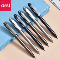 12pcs/lot Deli A12 Gel Pen 0.5MM Black Ink Sign Pen Push Bullet Pens for Office School Meeting Student Exam Stationery