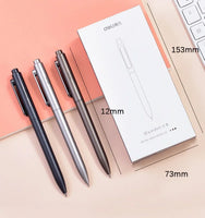 12pcs/lot Deli A12 Gel Pen 0.5MM Black Ink Sign Pen Push Bullet Pens for Office School Meeting Student Exam Stationery