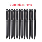 12pcs/lot Deli A12 Gel Pen 0.5MM Black Ink Sign Pen Push Bullet Pens for Office School Meeting Student Exam Stationery