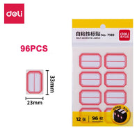 12sheets/bag Deli Self-adhesive Label Handwritten Classification Index Sticker Valuation Label Sticker Name Sticker