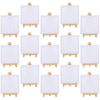 AOOKMIYA 15 Sets Mini Frame Paint Easel Canvas Painting Canvases Table Top Stand Picture