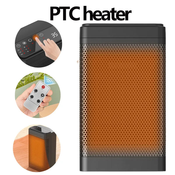 1500W Table Mini PTC Heater for Home Bedroom Office Remote Control Electric Heater Low Consumption Vertical Heating Fans