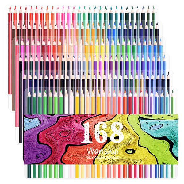 168 Colored Pencils - 168 Count Including 12 Metallic 8 Fluorescence Vibrant Colors No Duplicates Art Drawing Colored Pencils