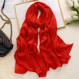 180*90cm New Style Autumn Winter Women Beach Pure Color Shawl China Luxury Silk Lady Fashion Sunscreen Scarves Popular Hijab