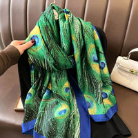 180X90CM Luxury Brand Fashion Summer Women Soft Silk Scarves Female Shawl Foulard Ladies Muffler Beach Wrap Bandanna Pareo beach