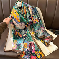 180X90CM Luxury Brand Fashion Summer Women Soft Silk Scarves Female Shawl Foulard Ladies Muffler Beach Wrap Bandanna Pareo beach