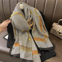 180X90cm Fashion Spring and Autumn Scarf Women's Cotton and Linen Dual-purpose All-match Thin Winter Silk Scarf Long Gauze Scarf