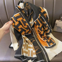 180X90cm Fashion Spring and Autumn Scarf Women's Cotton and Linen Dual-purpose All-match Thin Winter Silk Scarf Long Gauze Scarf