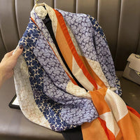 180X90cm Fashion Spring and Autumn Scarf Women's Cotton and Linen Dual-purpose All-match Thin Winter Silk Scarf Long Gauze Scarf