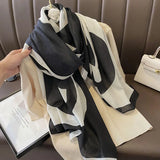 180X90cm Fashion Spring and Autumn Scarf Women's Cotton and Linen Dual-purpose All-match Thin Winter Silk Scarf Long Gauze Scarf