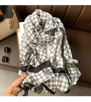 180X90cm Fashion Spring and Autumn Scarf Women's Cotton and Linen Dual-purpose All-match Thin Winter Silk Scarf Long Gauze Scarf