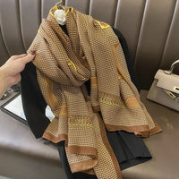 180X90cm Fashion Spring and Autumn Scarf Women's Cotton and Linen Dual-purpose All-match Thin Winter Silk Scarf Long Gauze Scarf