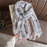 180X90cm Fashion Spring and Autumn Scarf Women's Cotton and Linen Dual-purpose All-match Thin Winter Silk Scarf Long Gauze Scarf