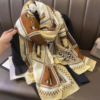 180X90cm Fashion Spring and Autumn Scarf Women's Cotton and Linen Dual-purpose All-match Thin Winter Silk Scarf Long Gauze Scarf