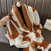 180X90cm Fashion Spring and Autumn Scarf Women's Cotton and Linen Dual-purpose All-match Thin Winter Silk Scarf Long Gauze Scarf