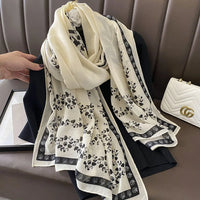 180X90cm Fashion Spring and Autumn Scarf Women's Cotton and Linen Dual-purpose All-match Thin Winter Silk Scarf Long Gauze Scarf