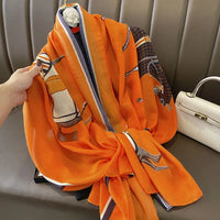 180X90cm Fashion Spring and Autumn Scarf Women's Cotton and Linen Dual-purpose All-match Thin Winter Silk Scarf Long Gauze Scarf