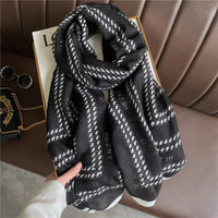 180X90cm Fashion Spring and Autumn Scarf Women's Cotton and Linen Dual-purpose All-match Thin Winter Silk Scarf Long Gauze Scarf